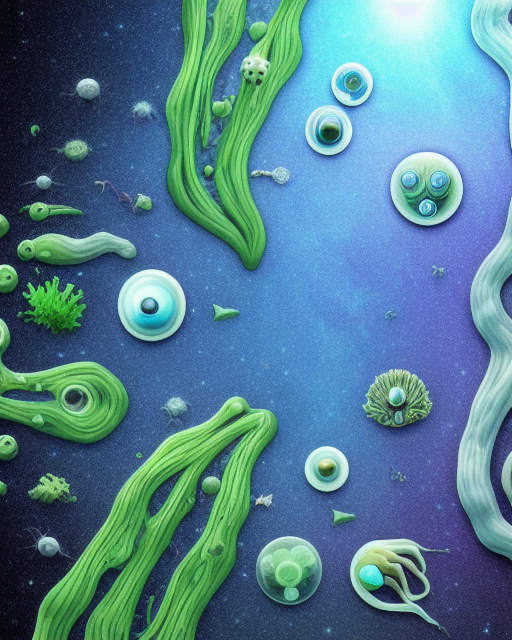 AI generated abstract image of bacteria, cells, plants