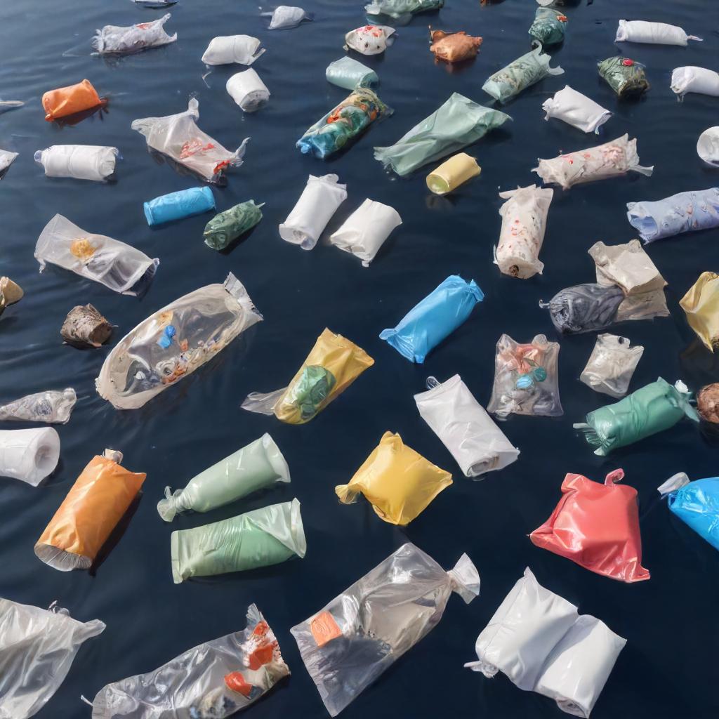 plastic rubbish on water